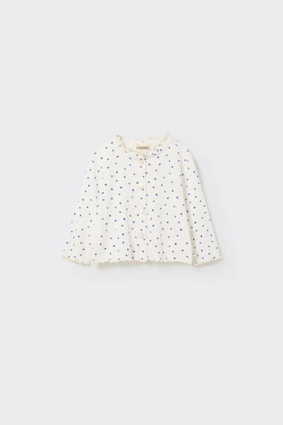 Cozmo Floral Gauze Baby Jacket ~ Ivory Blue