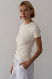 Donni The Vintage Rib Lace Tee ~ Creme