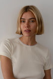Donni The Vintage Rib Lace Tee ~ Creme