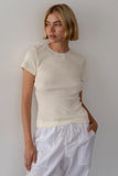 Donni The Vintage Rib Lace Tee ~ Creme