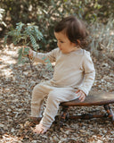 Go Gently Nation Rib Romper ~ Camel Stripe