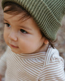 Go Gently Nation Rib Romper ~ Camel Stripe