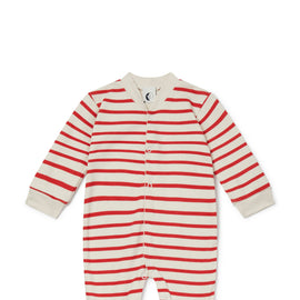 Sleepy Doe - BABY Sleepsuit| RED & OATMEAL BRETON