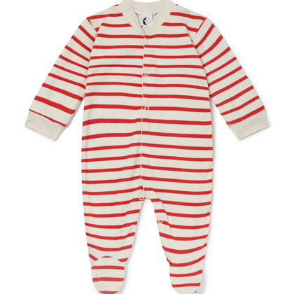 Sleepy Doe - BABY Sleepsuit| RED & OATMEAL BRETON