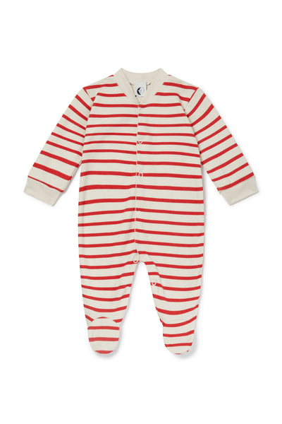 Sleepy Doe - BABY Sleepsuit| RED & OATMEAL BRETON