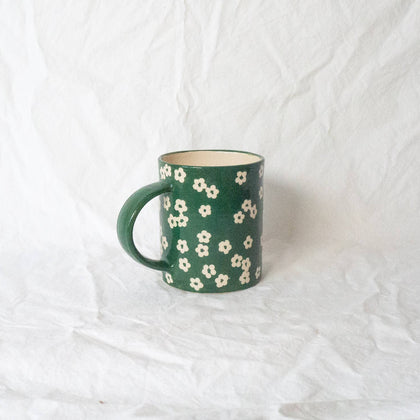 Erika Christine Ceramics - Scattered Petunia Mug- Emerald