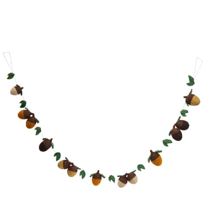 Global Goods Partners - Felt Acorn Garlands: Brown