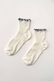 Le Bon Shoppe - The Petite Ruffled Modal Socks ~ SOFT WHITE / NAVY