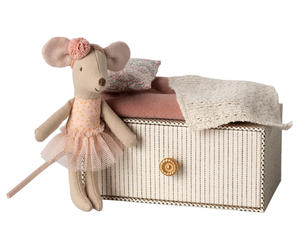 Maileg Little Sister Ballerina Mouse in Daybed