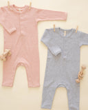 Quincy Mae Ribbed Baby Jumpsuit ~ Dusty Blue
