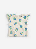 Bobo Choses Pixel Flowers all over ruffled top