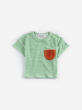 Bobo Choses Green Stripes Terry Cloth Tshirt