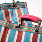RECYCLED PLASTIC STRIPE BAG - Square: Red x Blue
