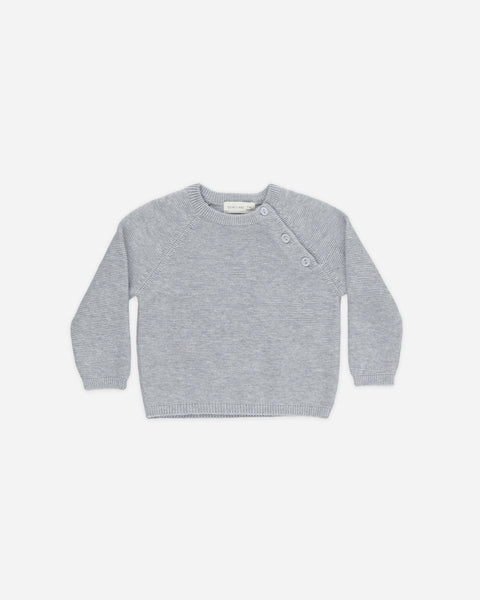 Quincy Mae - Bailey Knit Sweater Heathered Dusty Blue: 12-18M