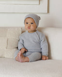 Quincy Mae - Bailey Knit Sweater Heathered Dusty Blue: 12-18M