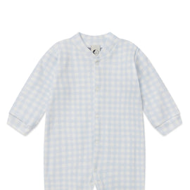 Sleepy Doe - BABY SLEEPSUIT | GINGHAM MIST: 0-3 Months