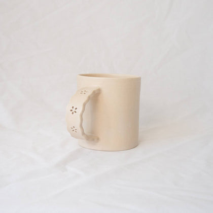 Erika Christine Ceramics - Daisy Eyelet Lace Mug: Satin Shell