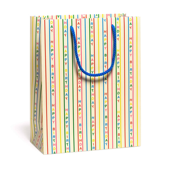 Red Cap Cards - Birthday Stripes gift bags: Large