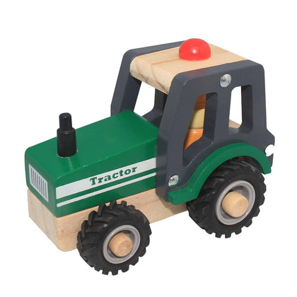 Magni ApS - Wooden tractor with rubber wheels - green