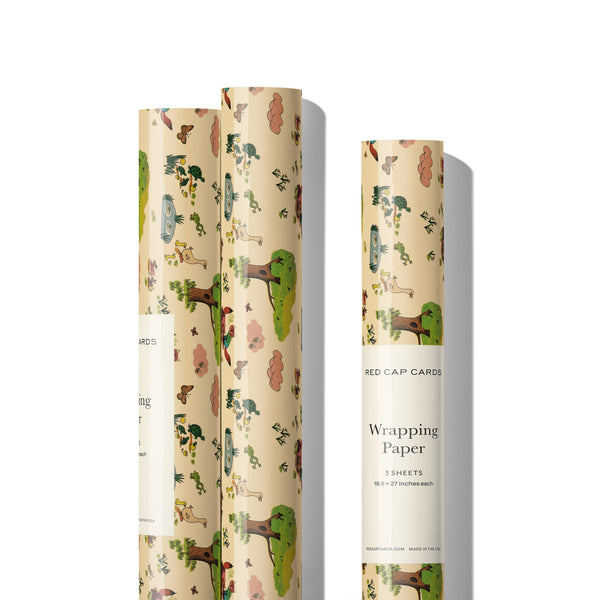 Red Cap Cards - Richard Scarry Whimsy Hollow wrapping paper: Roll of 3 Sheets
