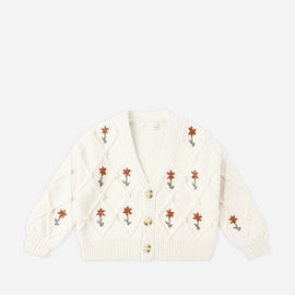 Rylee + Cru Boxy Crop Cardigan ~ Winter Daisy Emb