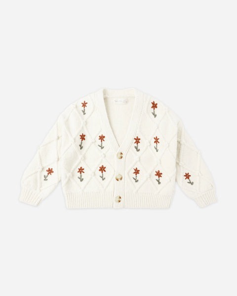 Rylee + Cru Boxy Crop Cardigan ~ Winter Daisy Emb