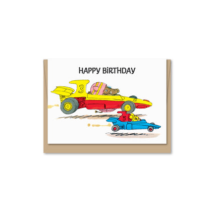 Maginating - Mini Racing... | Enclosure-sized  Birthday Greeting Card