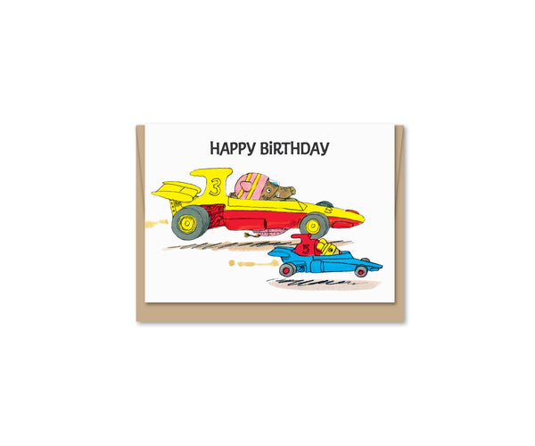 Maginating - Mini Racing... | Enclosure-sized  Birthday Greeting Card