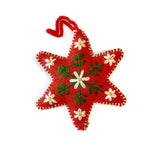 Ornaments 4 Orphans - Red Six Pointed Star Embroidered Wool Christmas Ornament