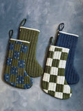 Bliss and Mischief - Quilted Stocking, Calico Stripe Blue