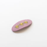Tangle Shiny Stars - Oval Embroidered Floral Snap Hair Clips | Dusty Purple