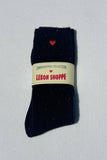 Le Bon Shoppe - Embroidered Snow Socks (wholesale): COOKIES AND CREAM + HEART