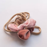 Tangle Shiny Stars - Velvet Bow Elastic Headband | 3 colors: Light Pink