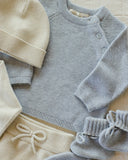 Quincy Mae - Bailey Knit Sweater Heathered Dusty Blue: 3-6M