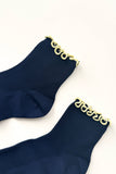 Le Bon Shoppe - The Petite Ruffled Modal Socks ~ SOFT WHITE / NAVY