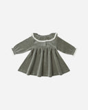 Quincy Mae Velour Baby Dress ~ Forest