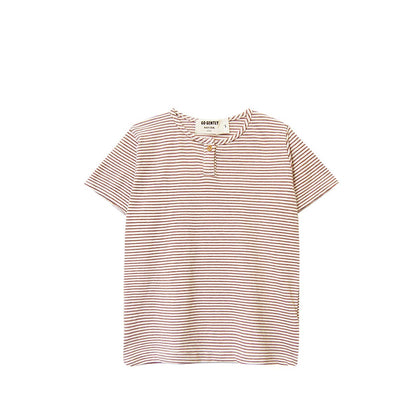 Go Gently Nation - Jersey Henley: Clay stripe / 12/18 months