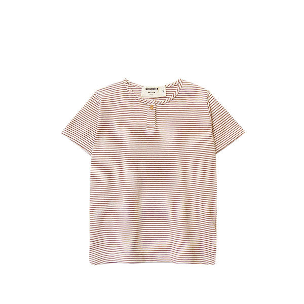 Go Gently Nation - Jersey Henley: Clay stripe / 12/18 months