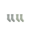 Quincy Mae Socks Set ~ Fern, Steel Blue