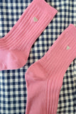 Le Bon Shoppe - Embroidered Her Socks - Pink Water + Heart