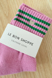 Le Bon Shoppe - Embroidered Girlfriend socks: Rose Pink + Heart