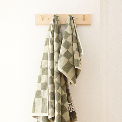 Bathing Culture - Bathhouse Check Organic Cotton Towel - Sage: Hand Towel