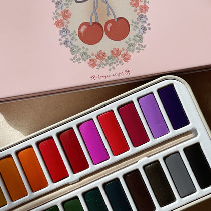 Konges Water Colors Tin Box ~ Cherry Bow
