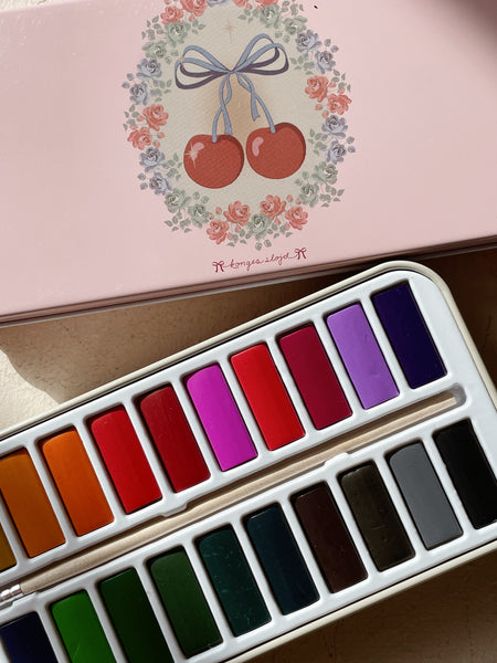 Konges Water Colors Tin Box ~ Cherry Bow