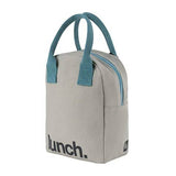 Fluf Zipper Lunch Bag - 'Lunch' Grey & Midnight