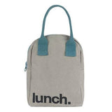 Fluf Zipper Lunch Bag - 'Lunch' Grey & Midnight