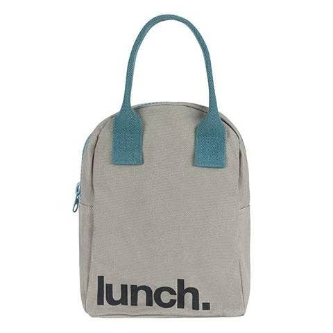 Fluf Zipper Lunch Bag - 'Lunch' Grey & Midnight