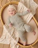 Quincy Mae Pointelle Long John ~ Forest Stripe
