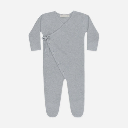 Quincy Mae Wrap Knit Footie ~ Heathered Dusty Blue
