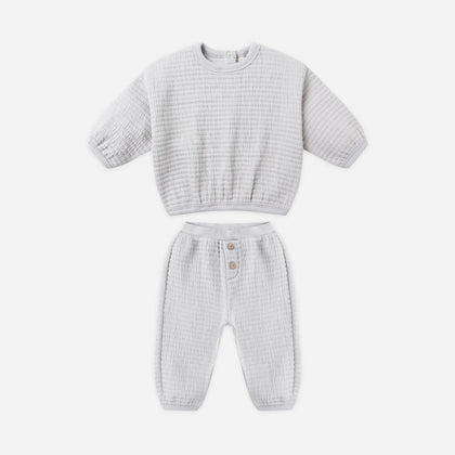 Quincy Mae Textured Sweat Set ~ Frost
